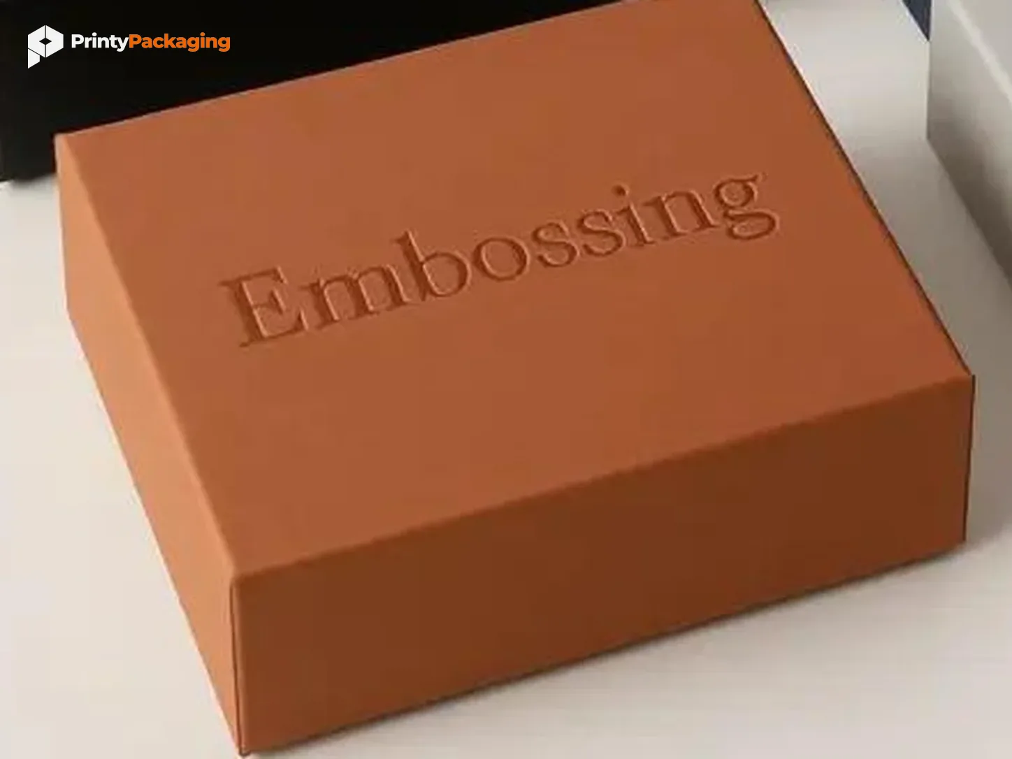 Terracotta box with raised embossed lettering