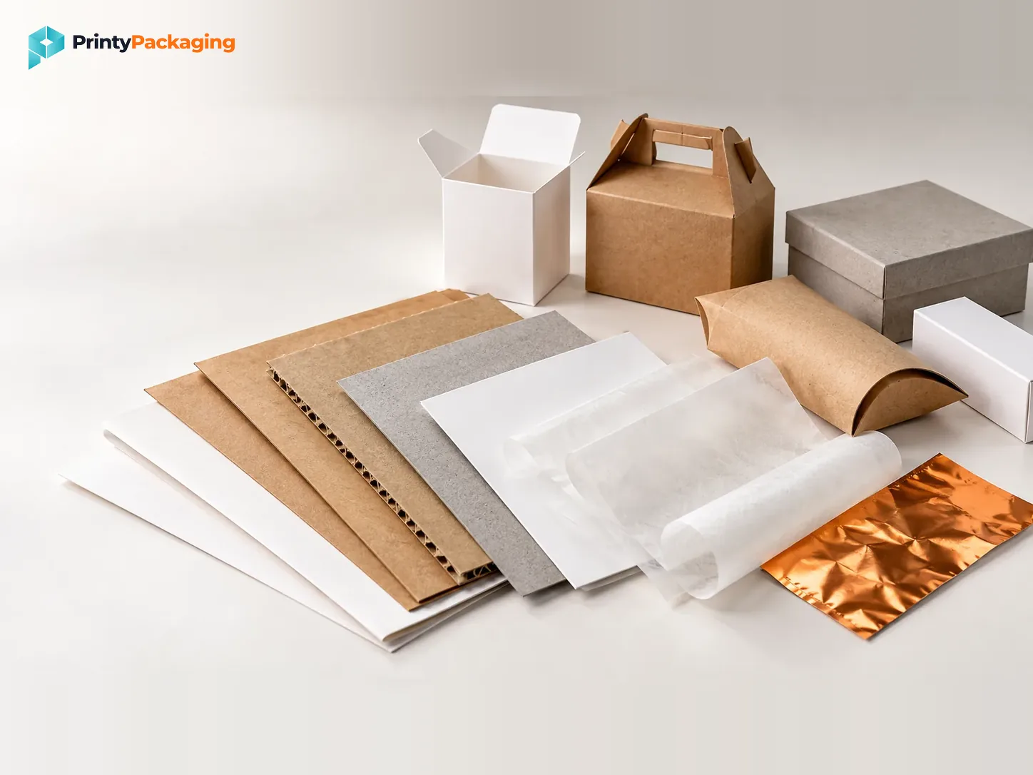 Packaging material and print samples arranged for production review