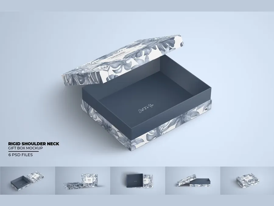 Shoulder-neck rigid box — packaging style reference