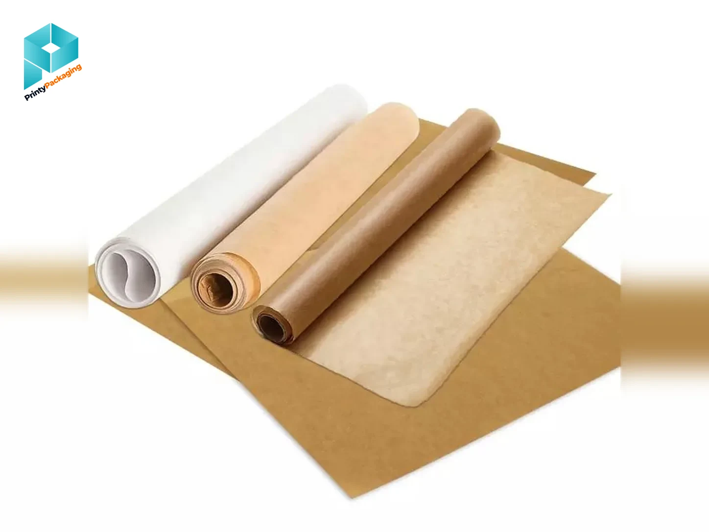 White and kraft butter paper rolls with flat sheets
