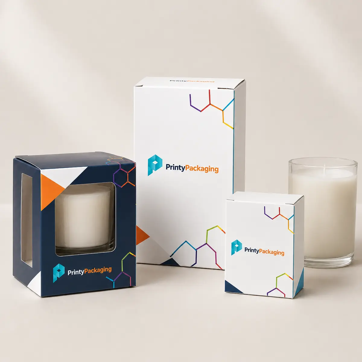 Premium custom candle boxes with coordinated printed packaging