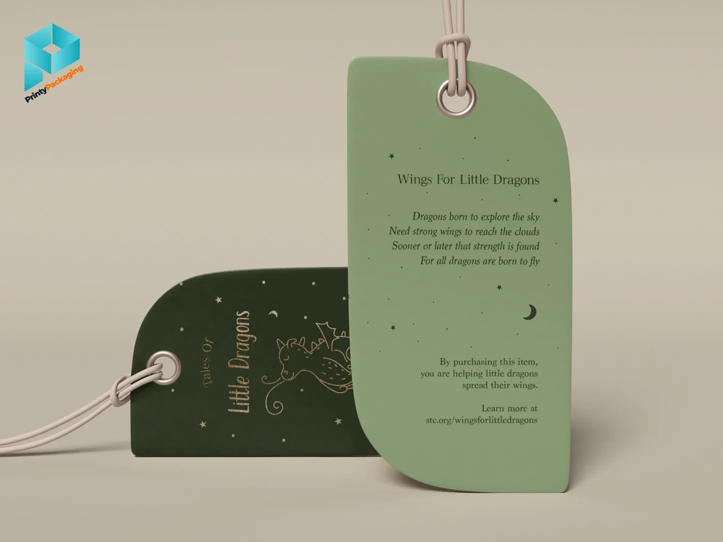 Hang Tags - material and finish detail (concept mockup)