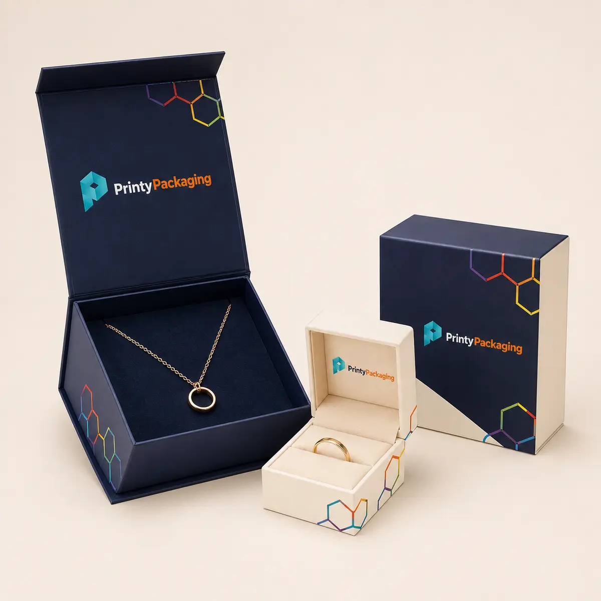 Premium custom jewelry boxes with fitted presentation inserts