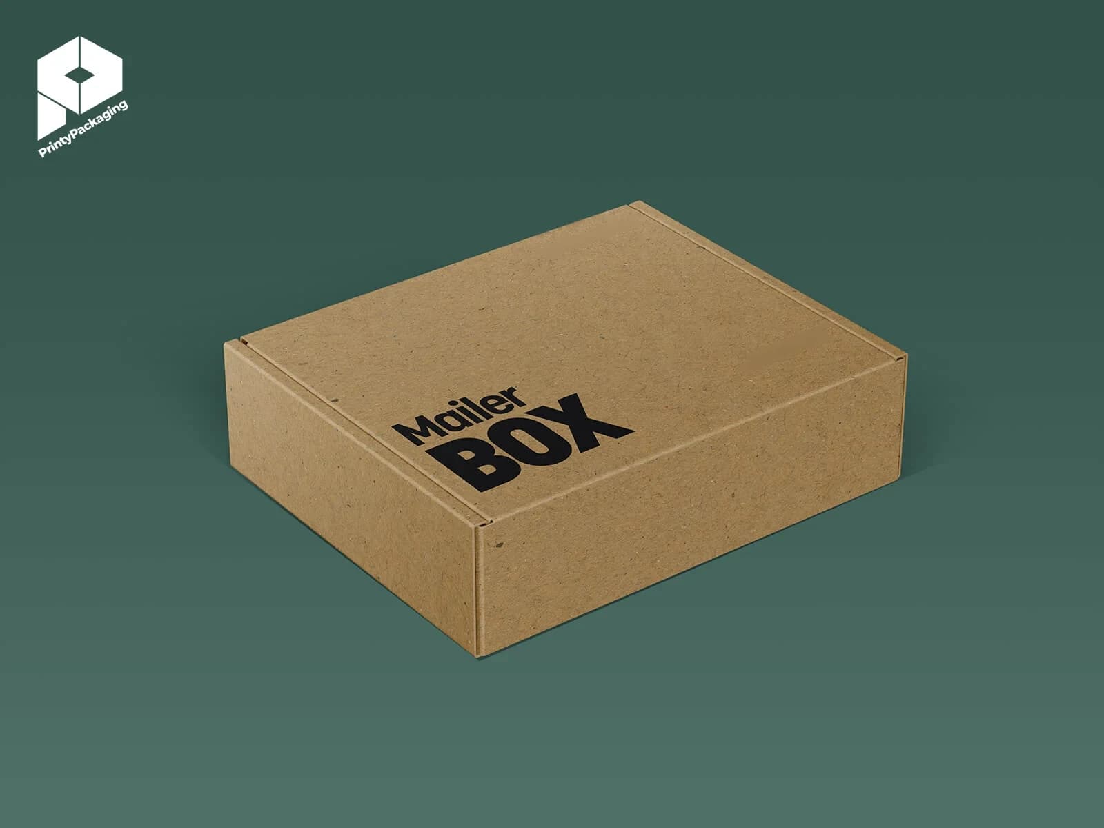 Plain kraft mailer box with a printed logo on the lid