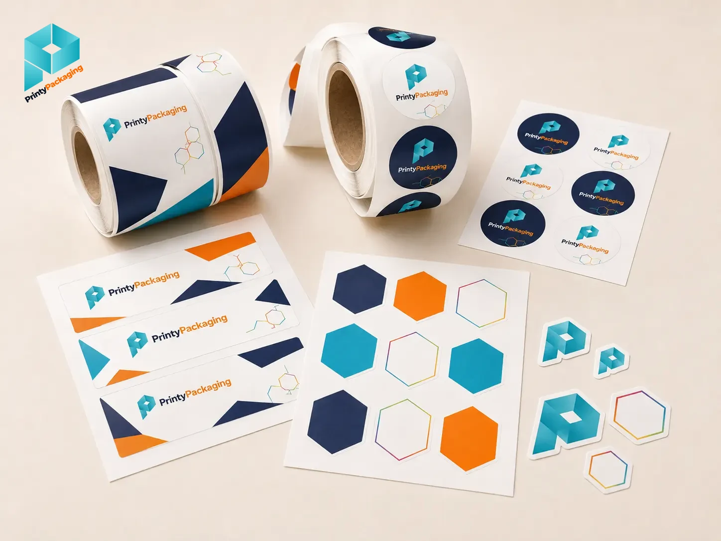 Custom label rolls, sticker sheets and die-cut logo stickers
