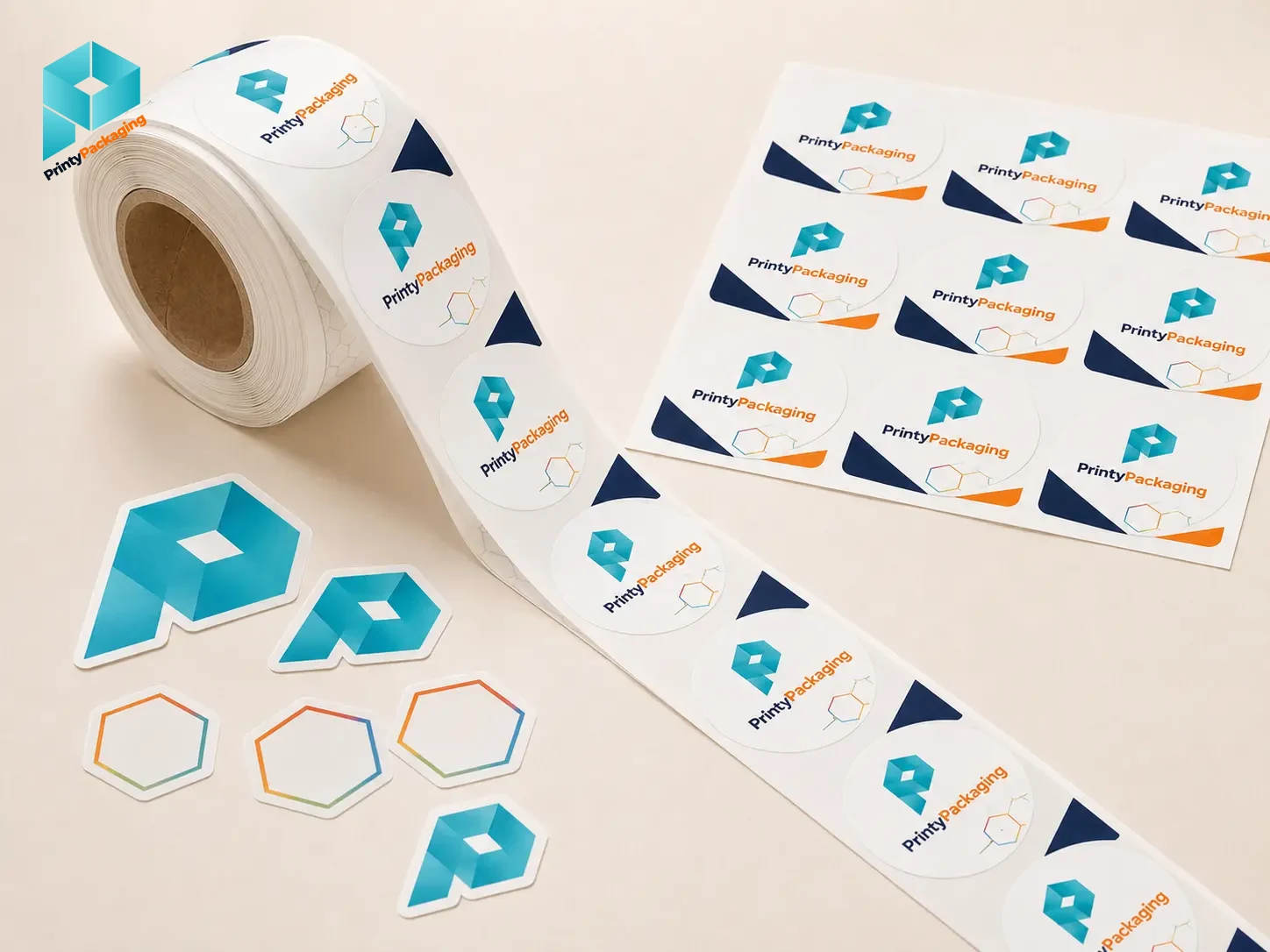 Unrolled label strip with sticker sheets and die-cut pieces