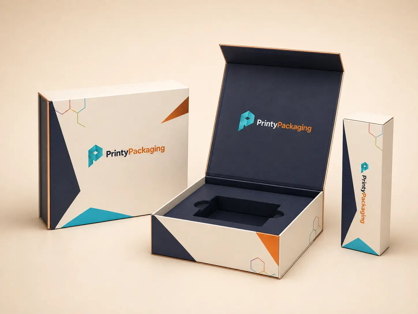 Premium luxury packaging set with open rigid box