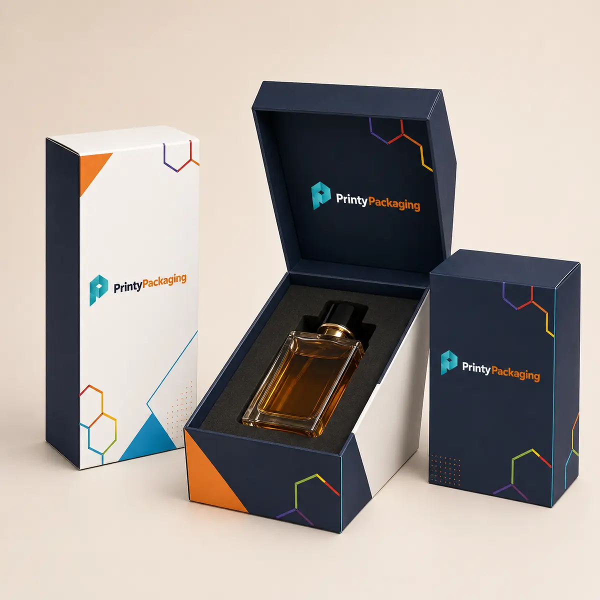 Premium custom perfume boxes with rigid presentation packaging