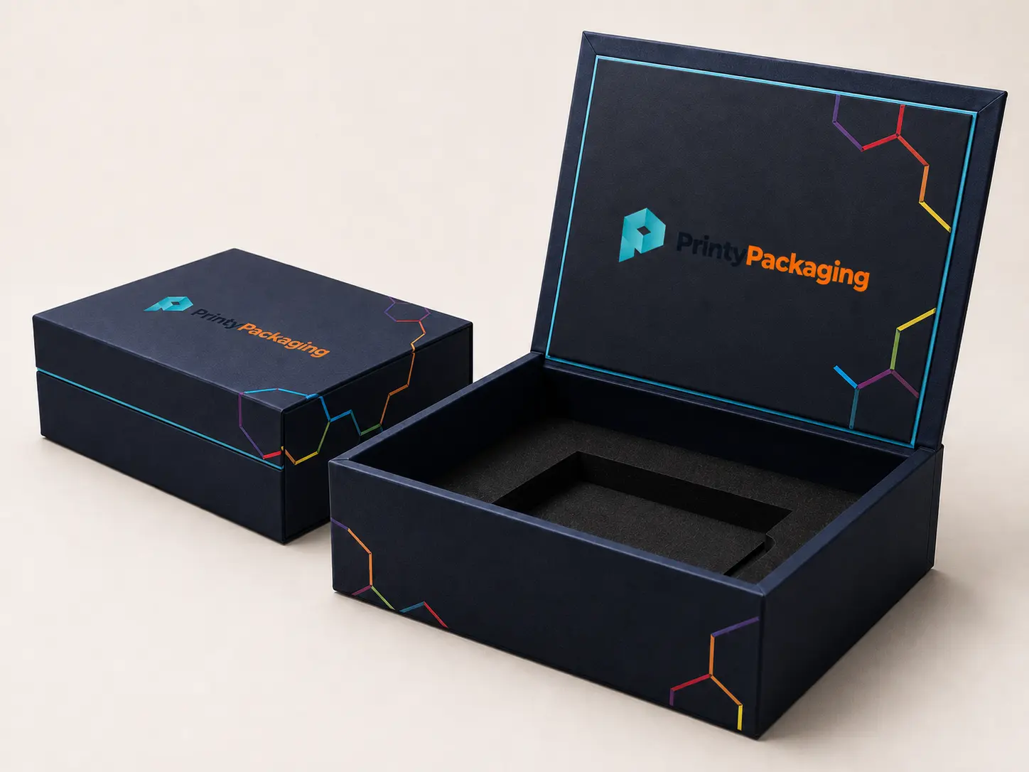 Luxury custom rigid box with premium branded presentation