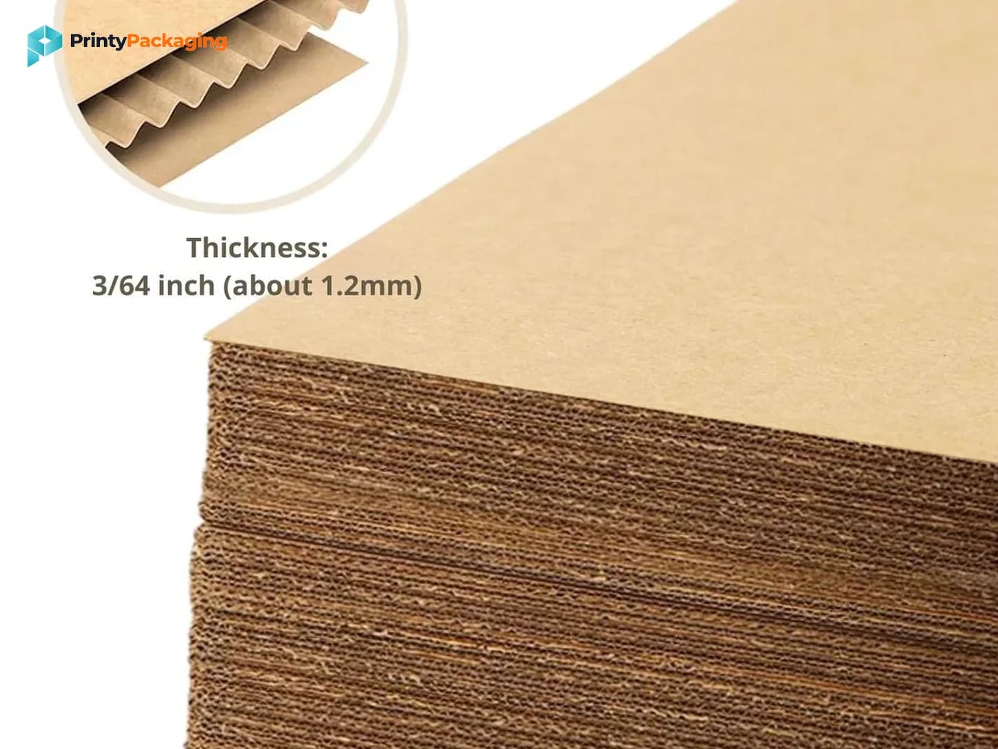 Stack of corrugated board with a thickness callout