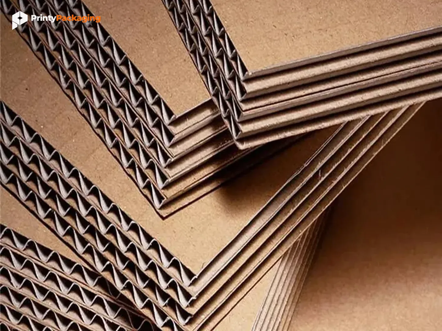 Layers of corrugated board showing the fluted inner structure